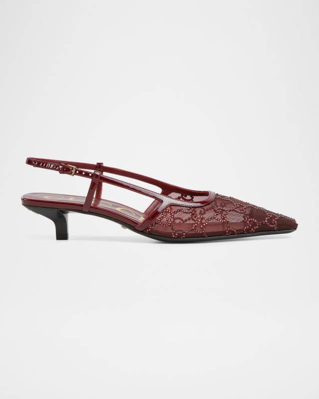 Demi Crystal Mesh Slingback Pumps